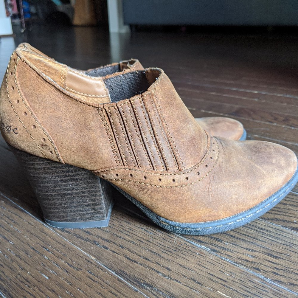 B.O.P. Distressed Tan Leather Booties